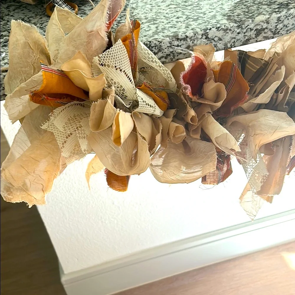 Primitive Rustic Rag Fabric Garland  Handmade Beautiful Colors NEW Final Sale